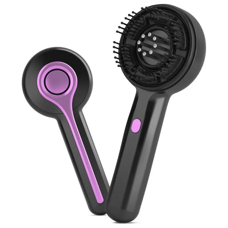 Grey USB-powered anti-leak head massage comb with vibration function and mechanical speed control