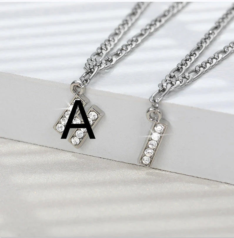 Customizable stainless steel anklet with zircon letters, available in various letter and silver letter options