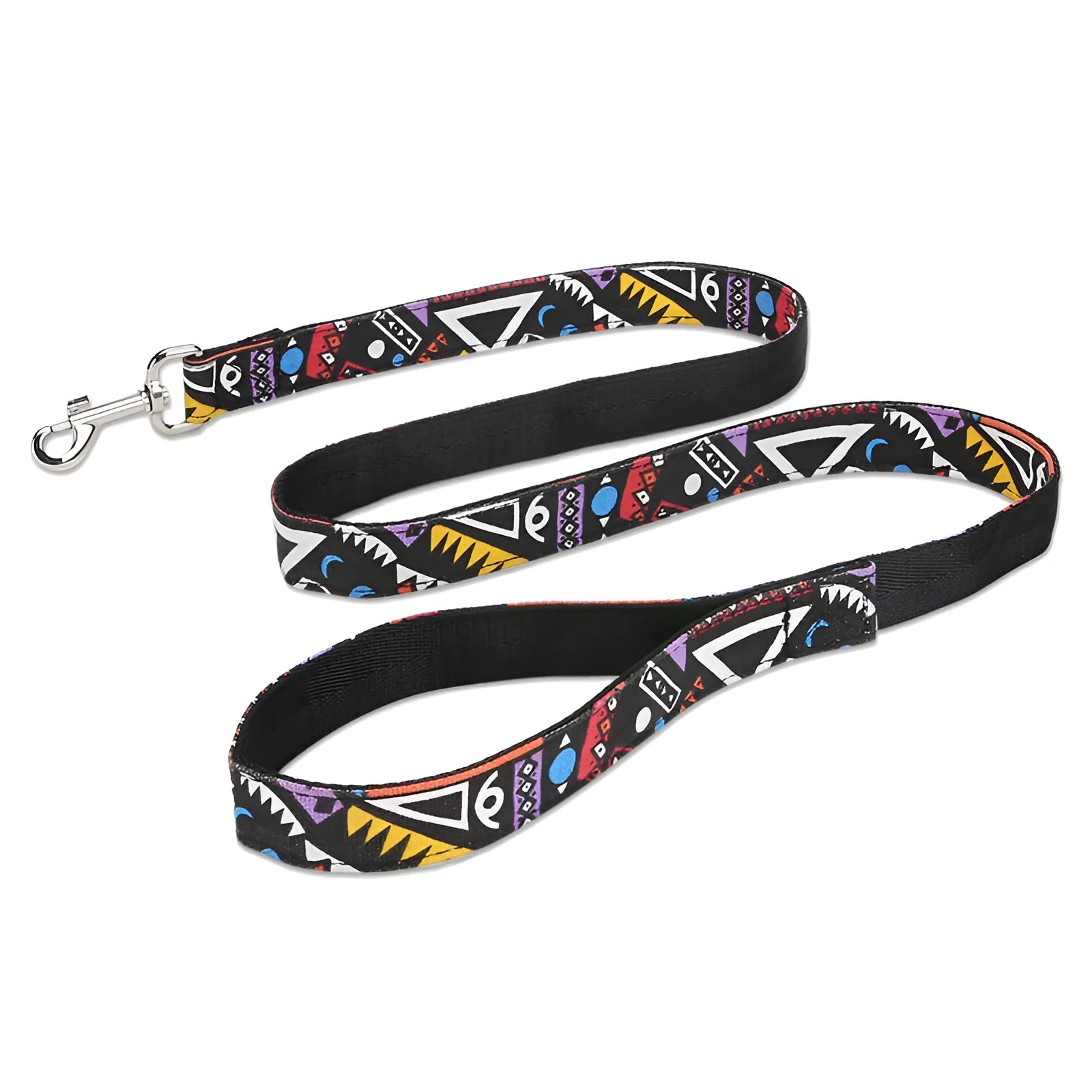 Black pet traction rope with plaid stripe pattern showing 120cm imitation nylon extension strap