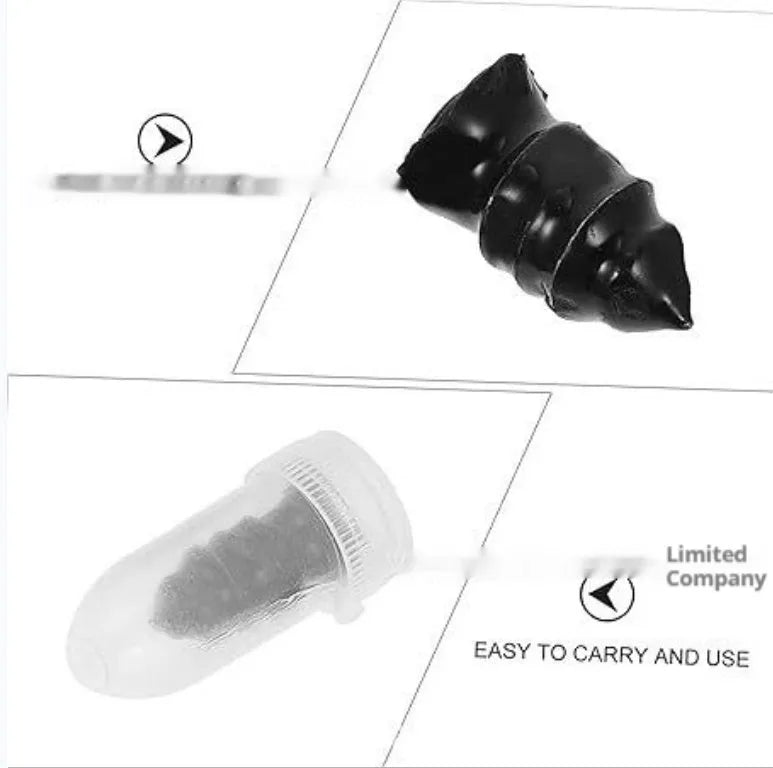 Rubber tyre repair screw kit with black screwdriver, 50 large and 50 small screws