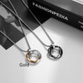 Men's geometric pendant necklace in titanium steel with electroplated black finish on a simple chain