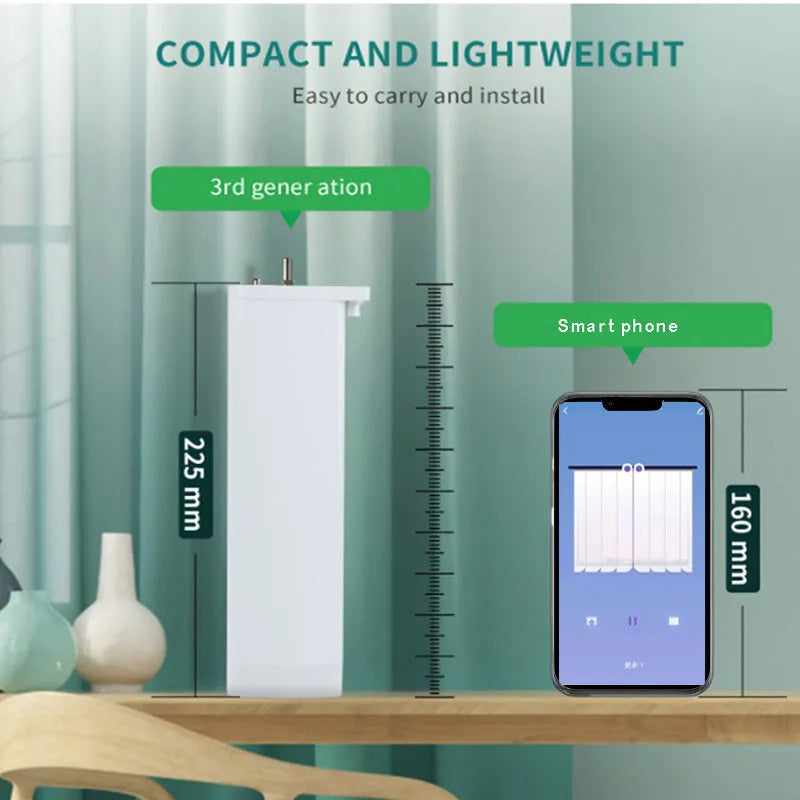 Smart electric curtain motor with aluminium track and remote control for home automation