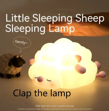 Cozy silicone sheep night light with adjustable brightness, auto-off timer, and USB charging for children's bedroom decor