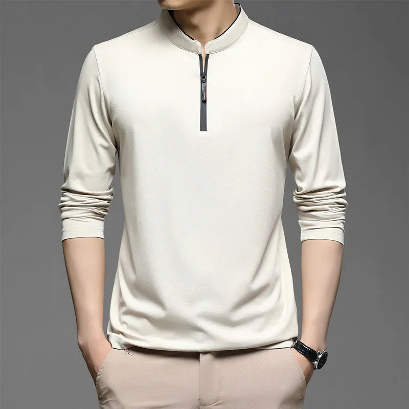 Men's half high collar cotton shirt in slim fit, stand-up collar, available in black, green, pink, red, white, sizes M to 4XL