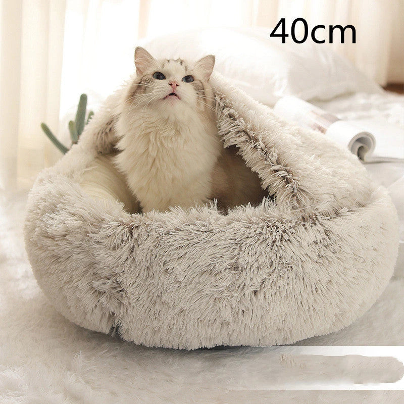 Warm plush pet bed for cats and dogs in various colours and sizes
