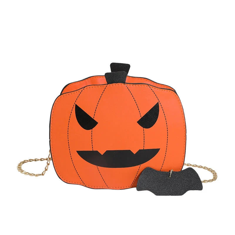 Halloween Cartoon Pumpkin Shoulder Bag in various colours with chain strap