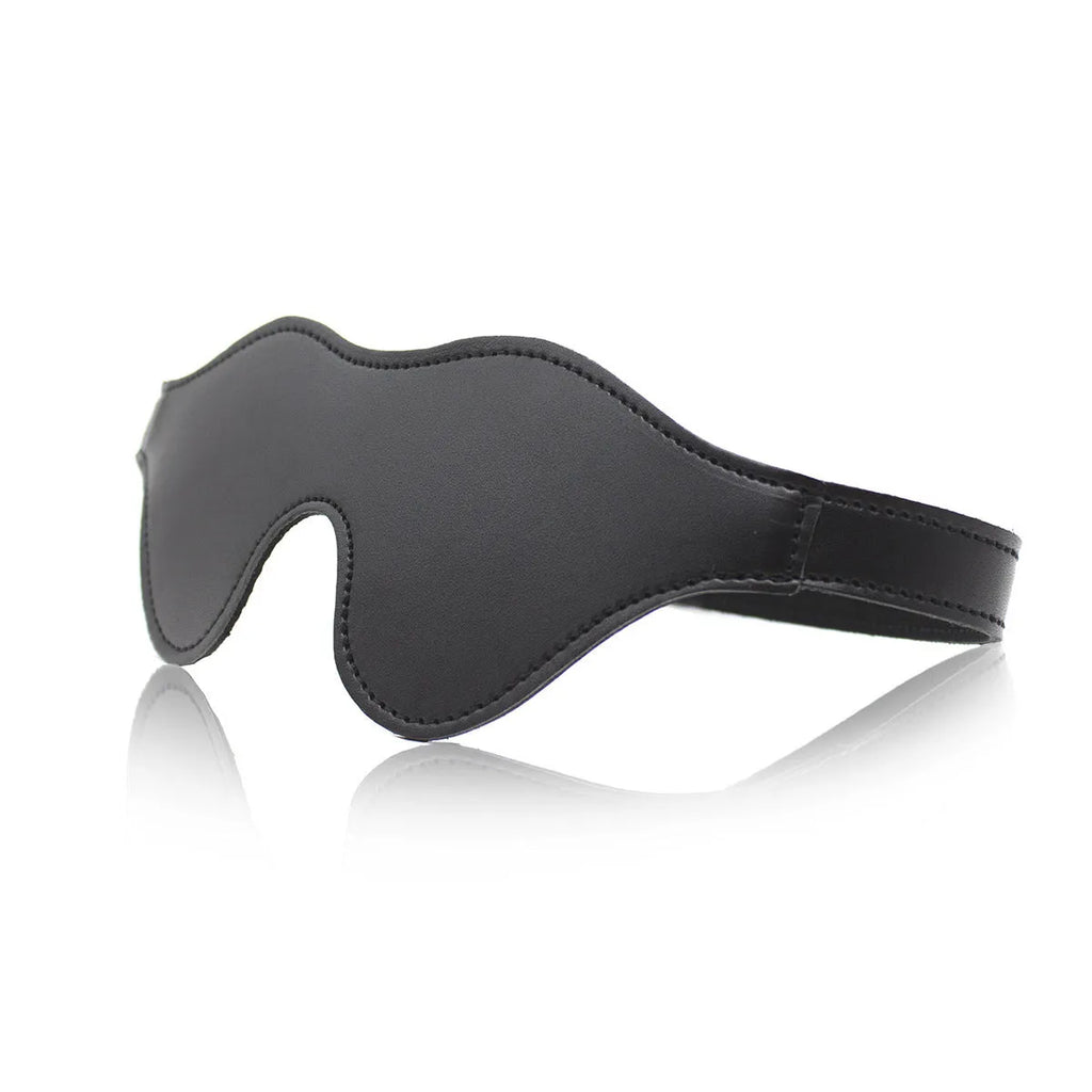 Women's leather eye mask with metal studs and adjustable Velcro strap in five colour options