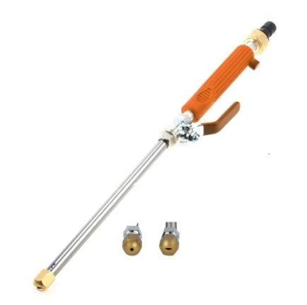 High-pressure electric water gun in blue and silver for car and garden cleaning