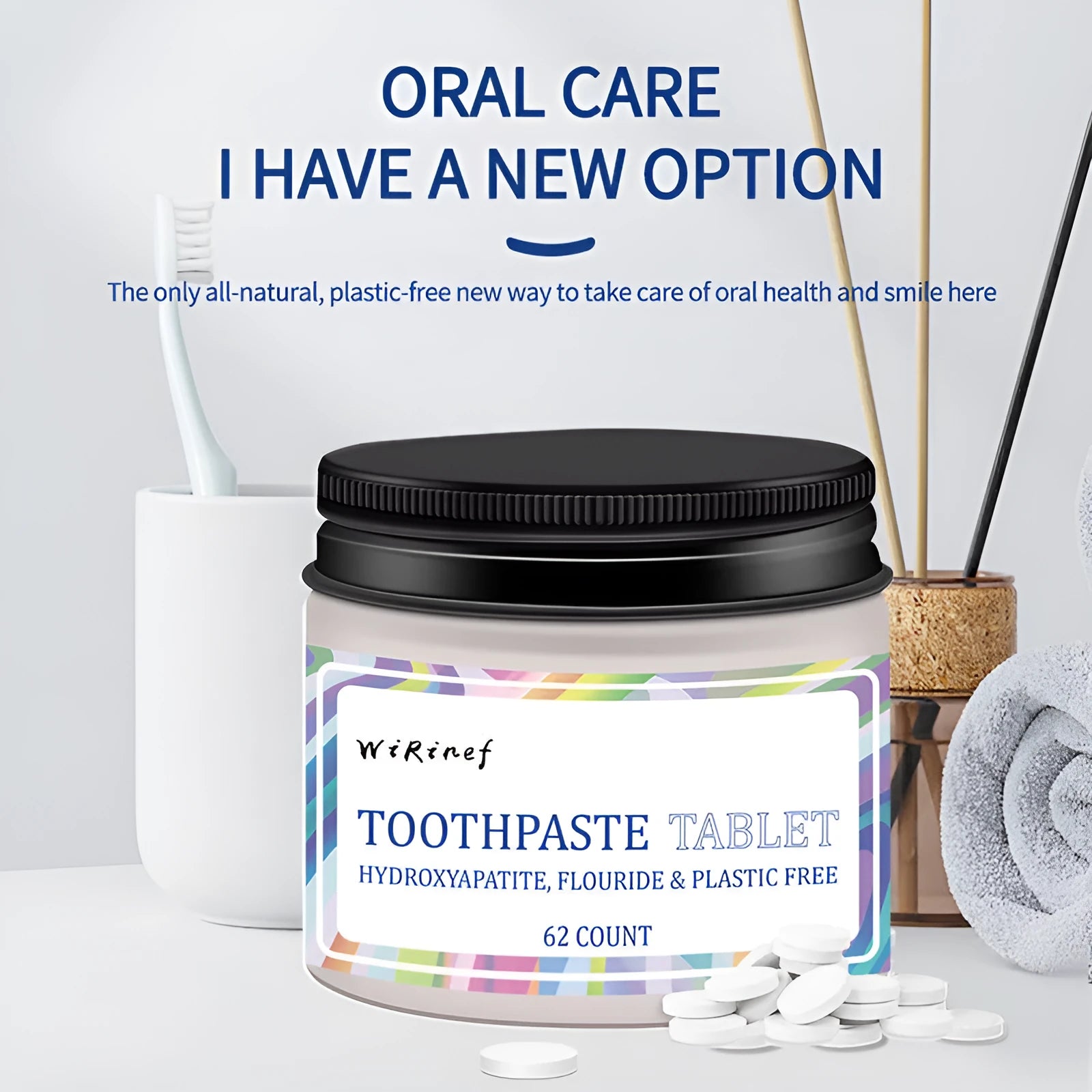 Portable toothpaste tablets in TP19 colour with 62 pieces for chewing activation dental cleaning