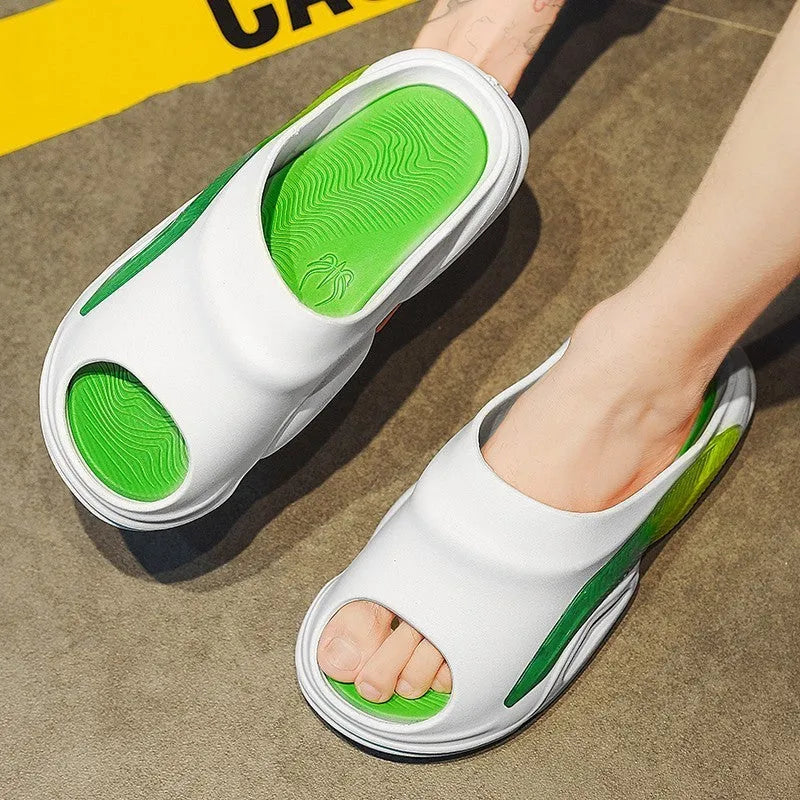 Men's EVA outdoor casual sandals in White Blue, White Green, and White Purple, sizes 38 to 45