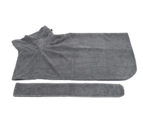 Absorbent pet bathrobe with waist-wrapped microfiber for fast drying, available in multiple colors and sizes