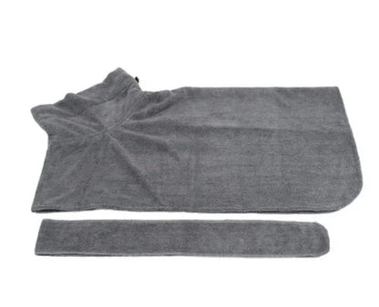 Absorbent pet bathrobe with waist-wrapped microfiber for fast drying, available in multiple colors and sizes