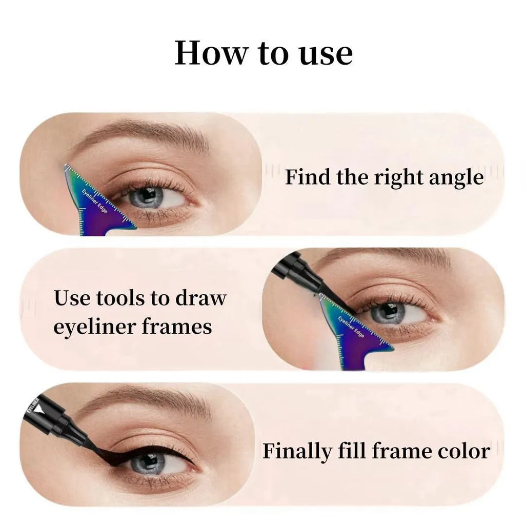 Reusable 3-in-1 eyeliner and contour stencil tool for hooded eyes in LaserFX or pink.