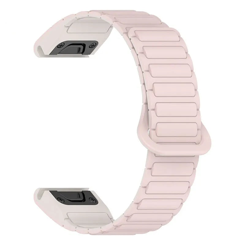 Jiaming silicone magnetic watch band in black with retaining ring style, 22mm width
