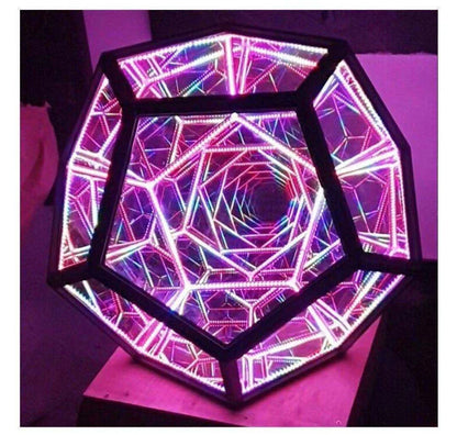 Geometric Dodecahedron Lamp with vibrant, colour-changing lighting capabilities