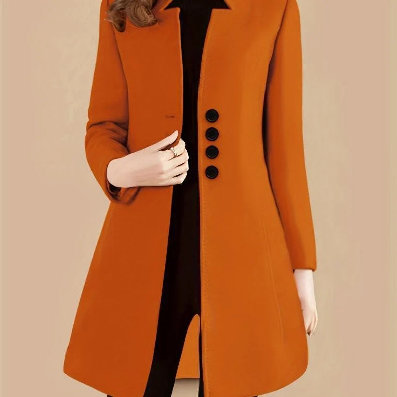 Women's slim-fit modal coat with rabbit fur fabric in army green colour, showing 40cm short length and Korean style cut