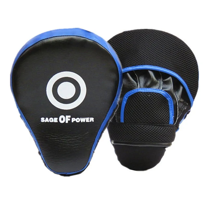 Red and black martial arts hand target kick pad for boxing and taekwondo training drills.