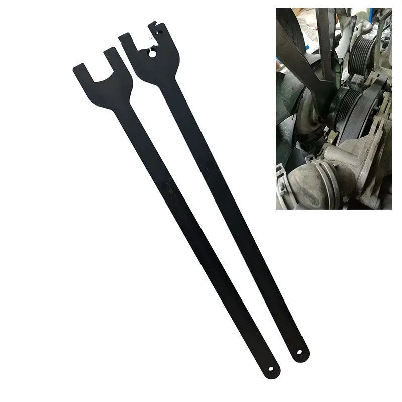 Land Rover fan wrench set showing 36mm and 40mm alloy steel spanners for coupler adjustment