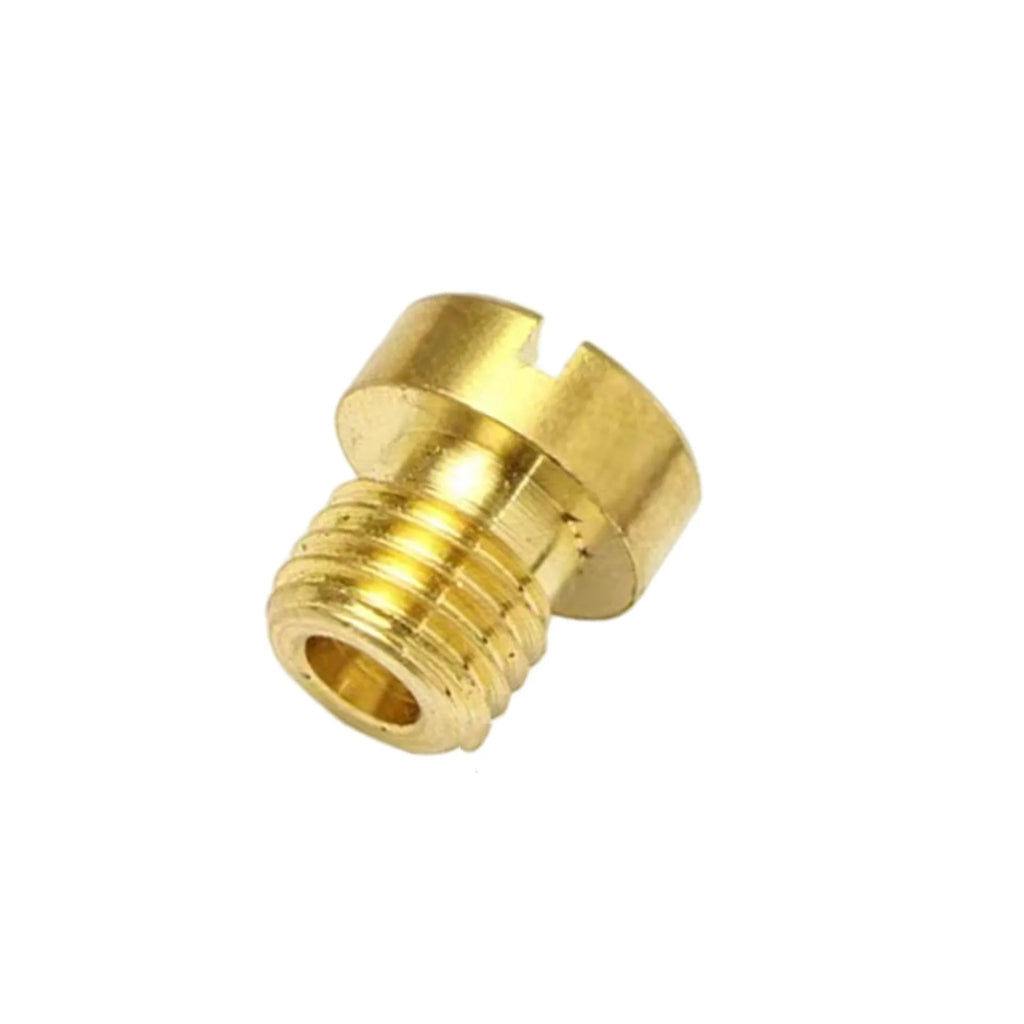Brass M6 carburetor main jet for Derotto PHBN PHVA models on a white background.