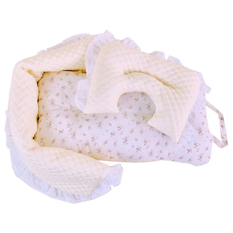 Cotton pet stroller pad set showing anti-dirty towel, cushion and pillow components