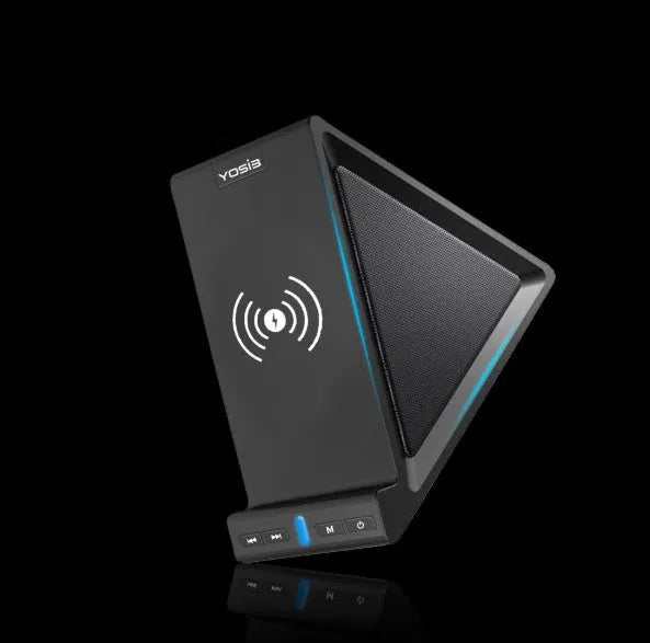 Black multifunctional Bluetooth speaker with built-in phone stand and 2000mAh power bank.