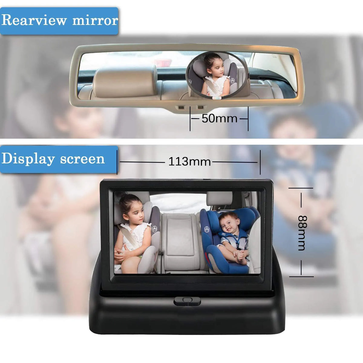 Black plastic car reversing display with 4.3 inch TFT screen, model CLT-509-1, for small car use