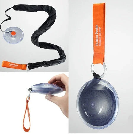 Disc folding portable shopping bag in vibrant colours, compact and eco-friendly