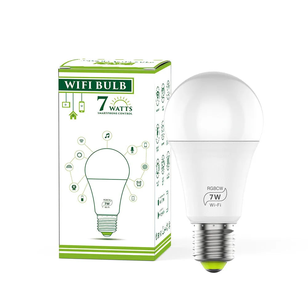 Smart Wi-Fi LED bulb with E27 base for voice control and app remote lighting