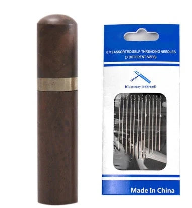 Dual-purpose blind sewing needle set for easy threading and sewing