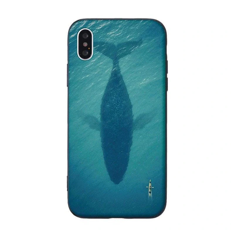 Silicone mobile phone case with whale pattern design for Apple iPhone protection