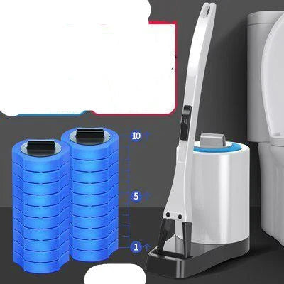 Disposable toilet brush with long handle and sponge-like head for hygienic cleaning