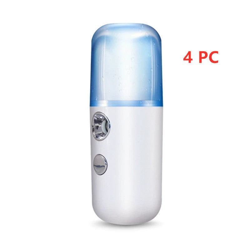 Compact portable nanospray humidifier for deep skin hydration in various colors