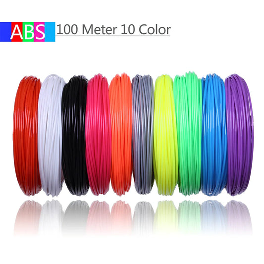 ABS and PLA filament consumables in 20 colours for 3D printing pens, 200m length circular strips