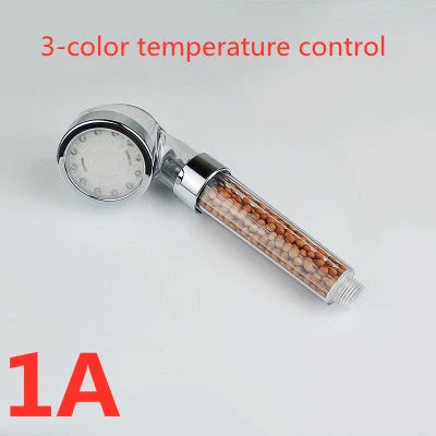 Colour-changing LED shower head with temperature sensor and high-pressure design