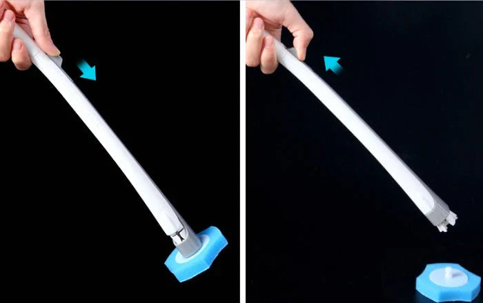Disposable toilet brush with plastic handle and sponge head for hygienic cleaning