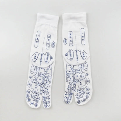 Acupressure foot massager socks with reflexology charts for enhanced therapy