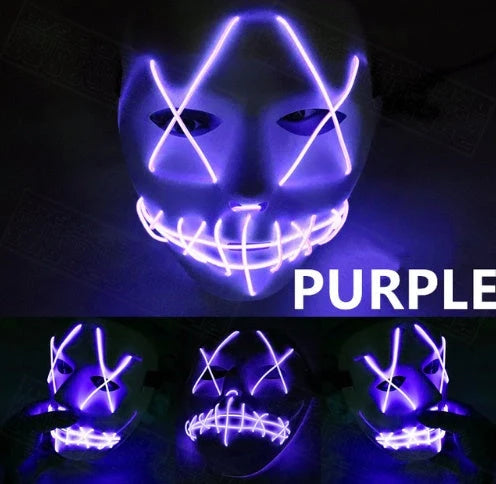 Halloween LED Glowing Full Face Mask with adjustable light modes and voice control feature