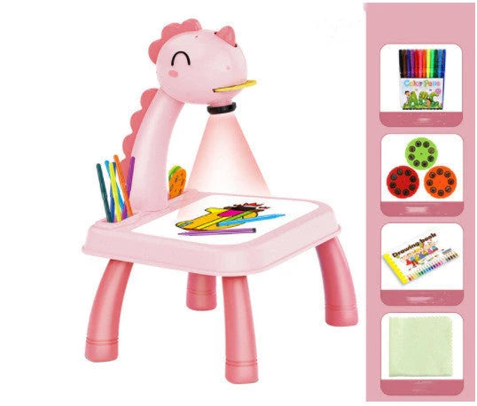 Children's magnetic projection drawing board with music function in blue and pink