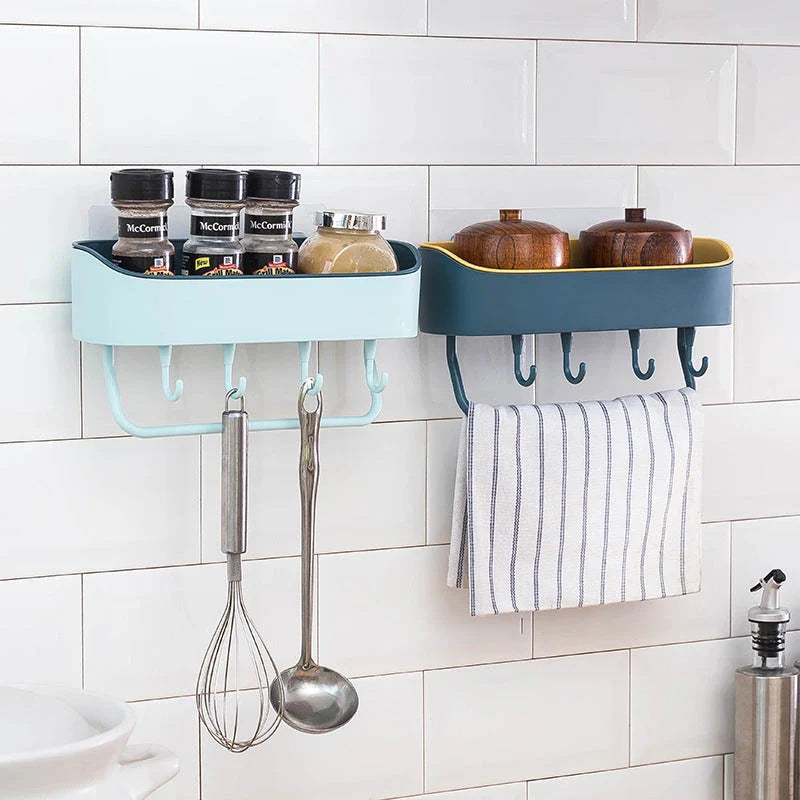 Simple punch-free bathroom wall mount rack in multiple colours