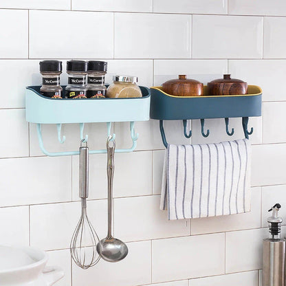 Simple punch-free bathroom wall mount rack in multiple colours