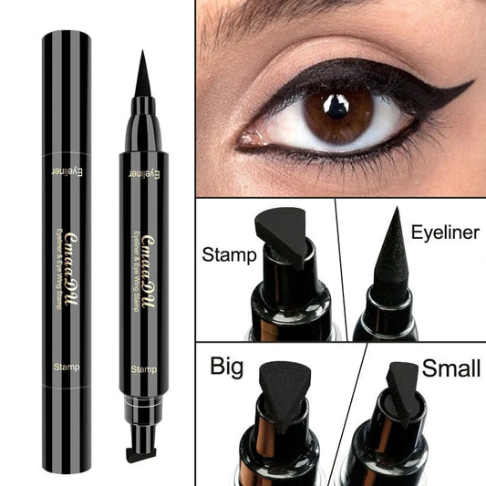 Double-headed wing seal eyeliner with quick-drying carbon black formula for precise application