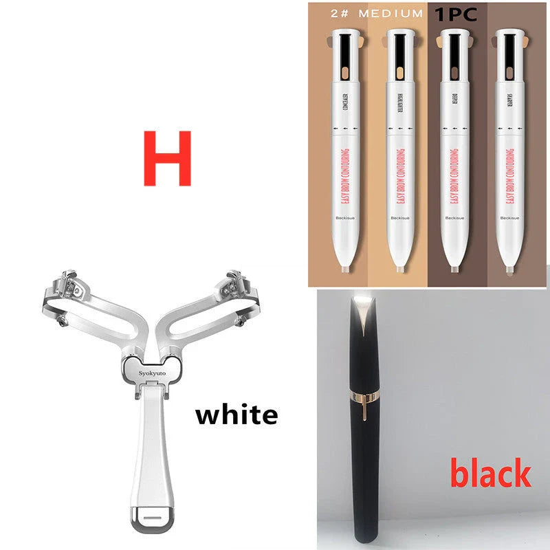 3-in-1 Foldable Adjustable Eyebrow Stencil Set with LED light for perfect brows