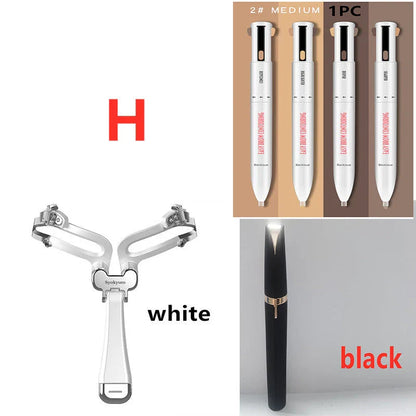 3-in-1 Foldable Adjustable Eyebrow Stencil Set with LED light for perfect brows