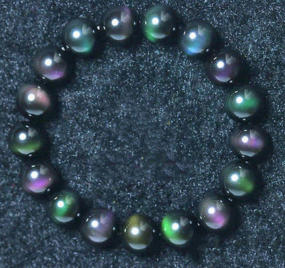 Rainbow Purple Green Eye Obsidian Bracelet with mixed natural colours