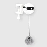 Electronic motion cat toy with real fur ball for interactive play