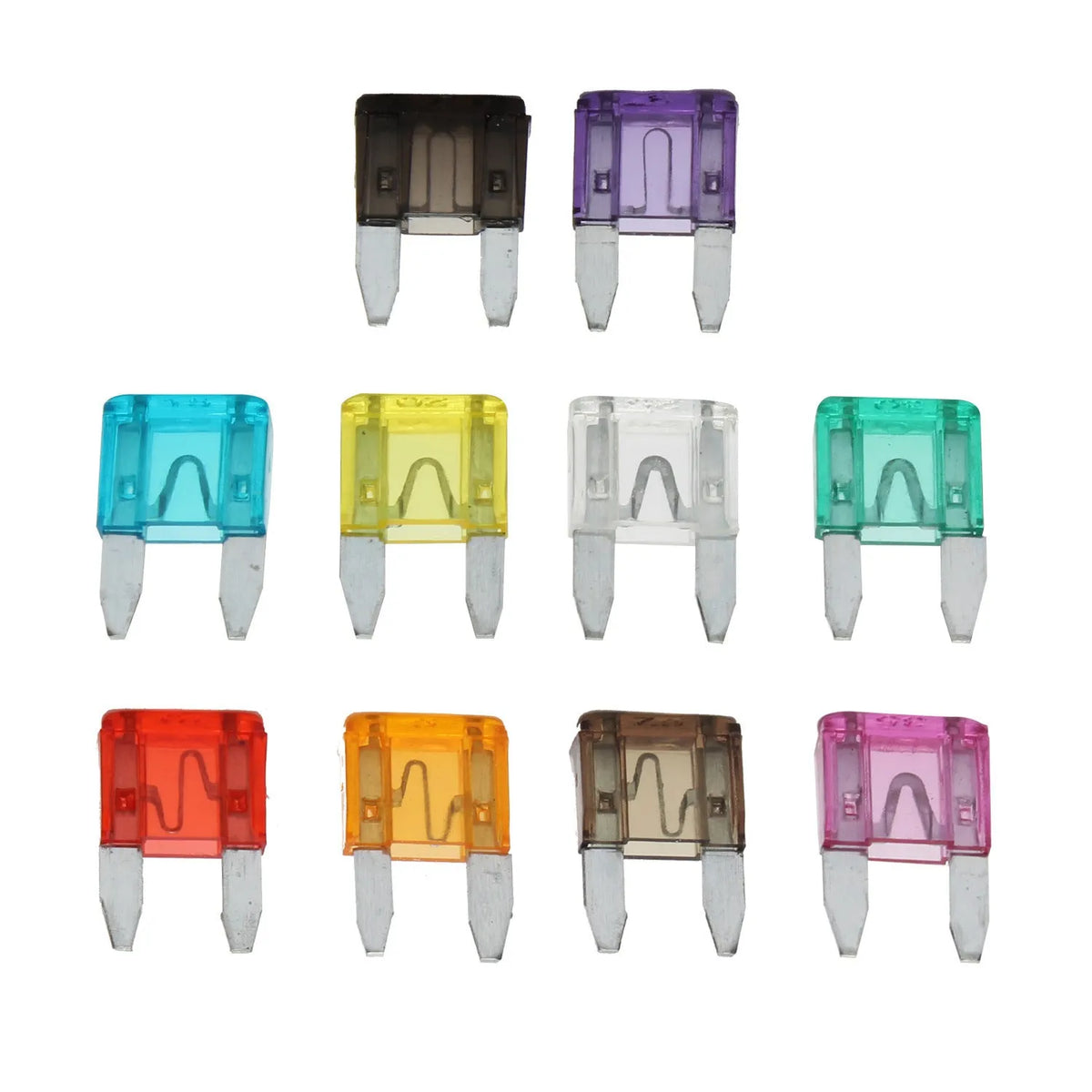 120 pieces of small car fuses in assorted colours with transparent housing for easy inspection