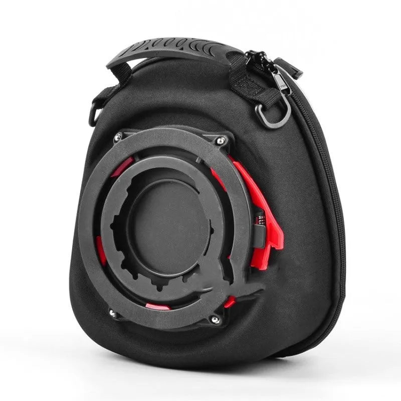 Black motorcycle fuel tank bag adapter ring with carbon fiber pattern PU and EVA molding, 29x26x16cm