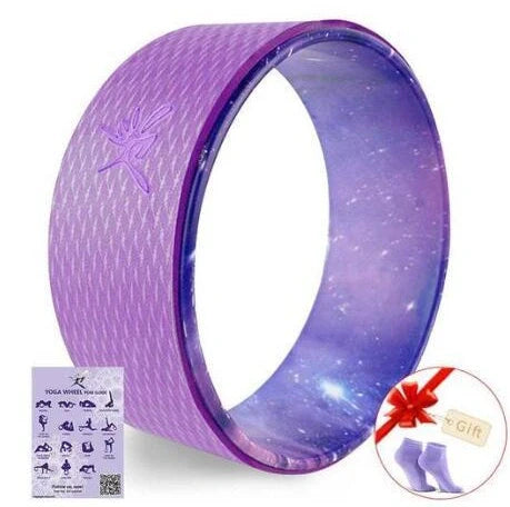 Green yoga wheel with 33cm diameter and 20mm thickness for spinal flexibility exercises