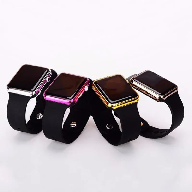 TIMARCO digital wrist watch with black LED round dial and silicone strap