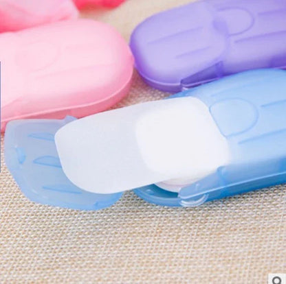 Compact disposable travel soap sheets in a durable PP5 container, perfect for on-the-go hygiene